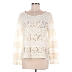 Anthropologie Meadow Rue Top Size M Cream Lace Sheer Cottagecore Coquette Boho